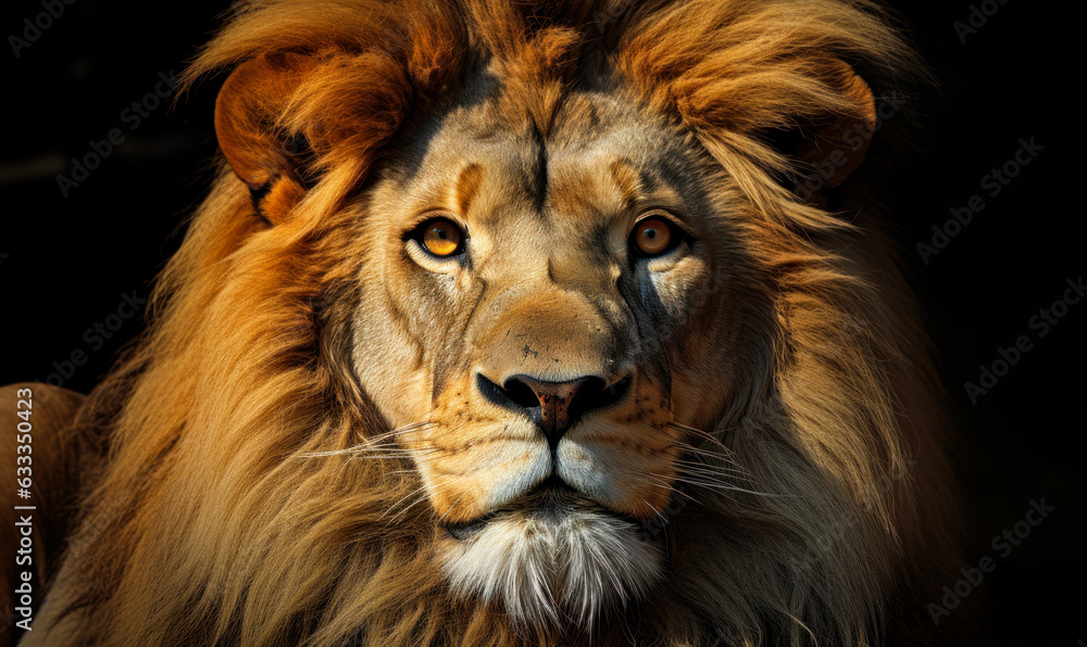 King of the Jungle: Majestic Lion Isolated on Black King of the Jungle: Majestic Lion Isolated on Black