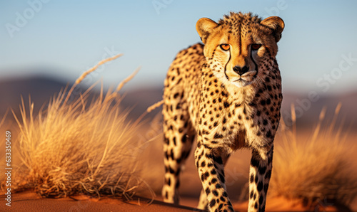 African Cheetah in Dunes: Graceful Wilderness Moment