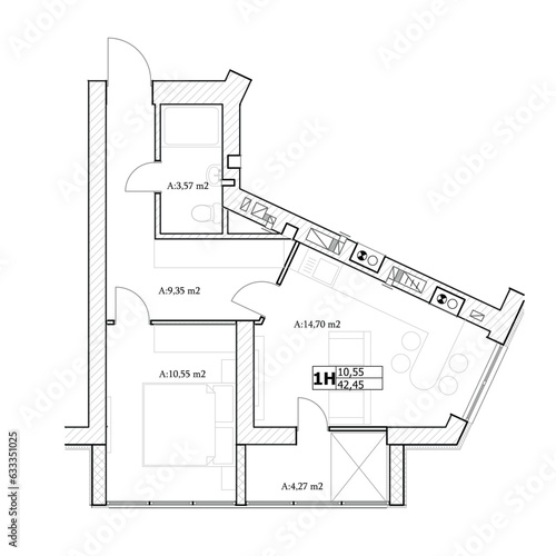 Multistory building floor plan layout, vector blueprint	
