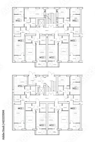 Multistory building floor plan layout, vector blueprint 