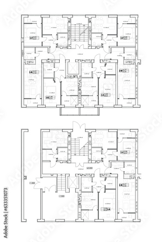 Multistory building floor plan layout, vector blueprint 