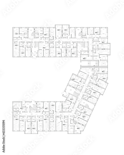 Multistory building floor plan layout, vector blueprint	
