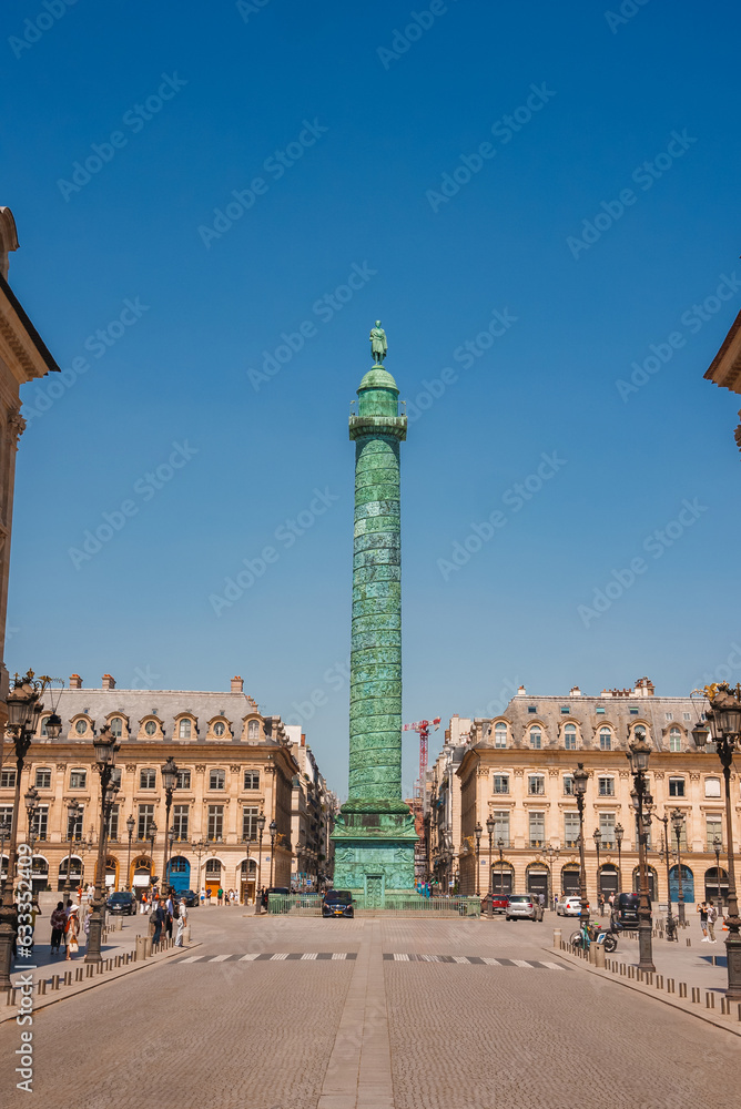 La Colonne Vendome, symbol of the French Republic, in Place de la Republique, Paris.
