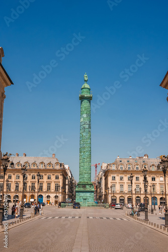 La Colonne Vendome, symbol of the French Republic, in Place de la Republique, Paris. photo