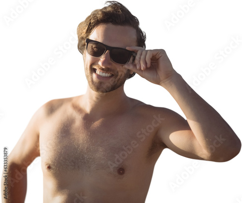 Digital png photo of caucasian man with sunglasses on transparent background