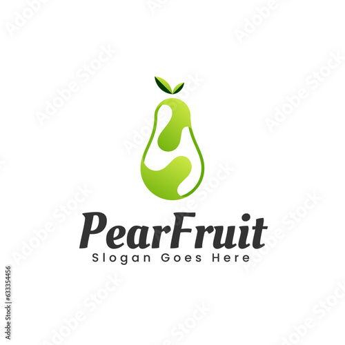 Vector Logo Illustration Pear Fruit Gradient Colorful Style