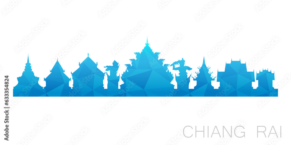 Chiang Rai, Thailand Low Poly Skyline Clip Art City Design. Geometric Polygon Graphic Horizon Icon. Vector Illustration Symbol.