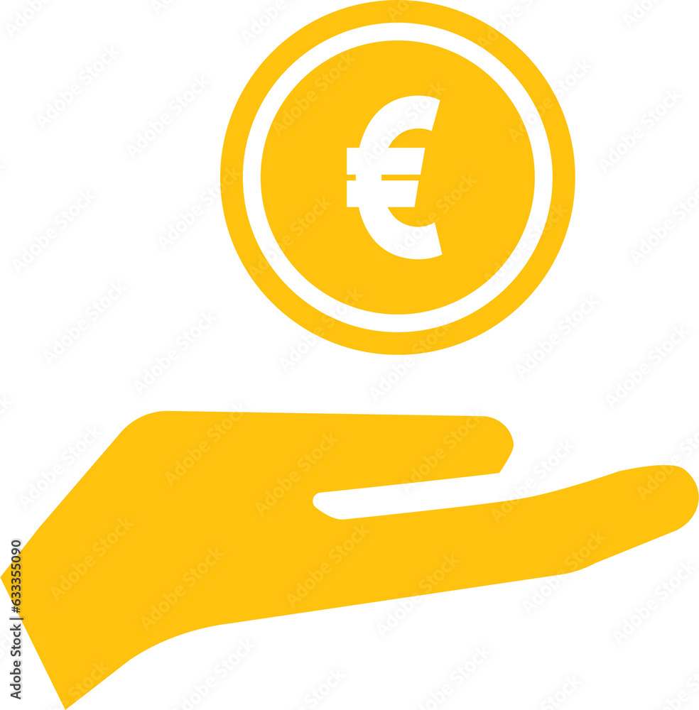 Digital png illustration of hand holding coin with euro symbol on transparent background Digital png illustration of hand holding coin with euro symbol on transparent background