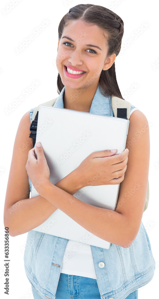 Digital png photo of caucasian schoolgirl on transparent background Digital png photo of caucasian schoolgirl on transparent background