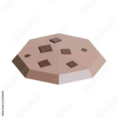 Vector illustration of sweet cookies with chocolate pieces, low poly design, biscuit