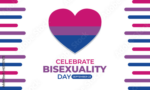 Celebrate Bisexuality Day. Bisexual Pride and Bi Visibility Day. Bisexual flag, September 23. Festival and parade. Poster, card, banner, template, background