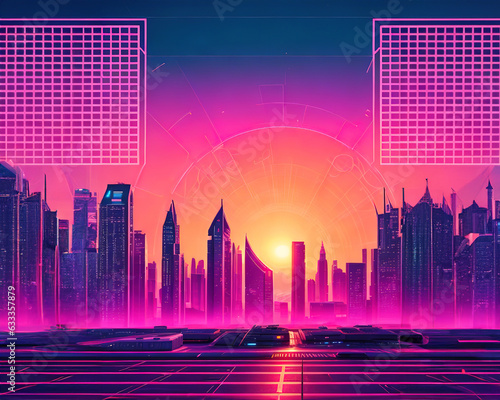 Synthwave Horizons: Digital Retro Summer Landscapes - Embracing the Nostalgic 80s Aesthetic with Mountains, Sunsets, and Vibrant Retrowave Vibes