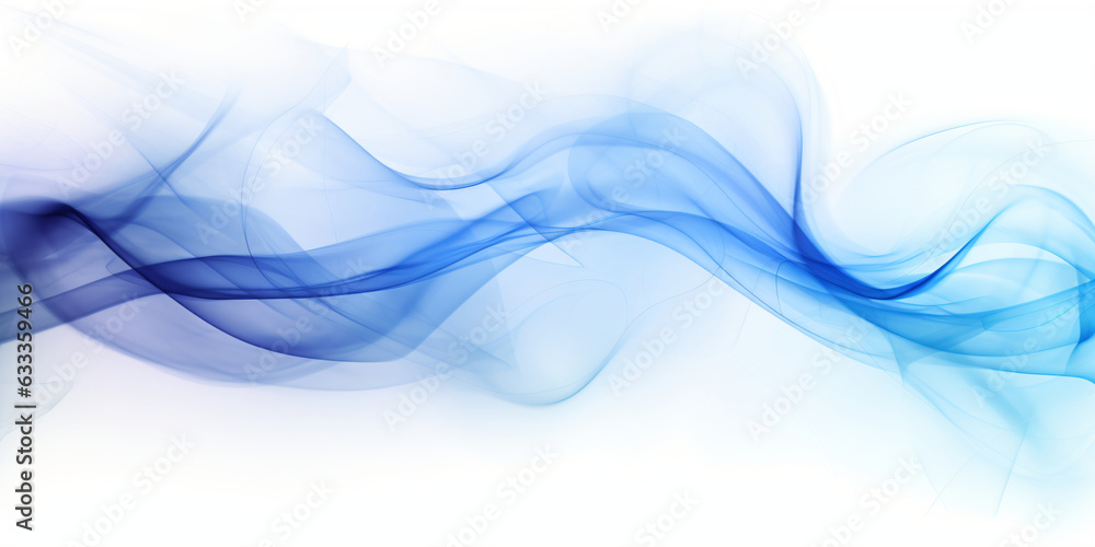 Fototapeta premium Abstract colorful blue smoke waves and rays of light white background