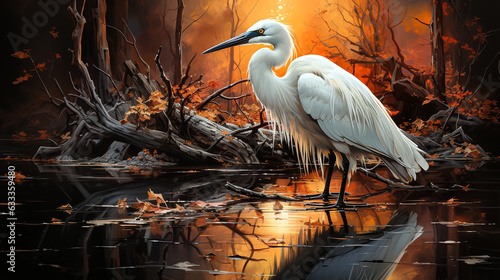 great heron in the water photo