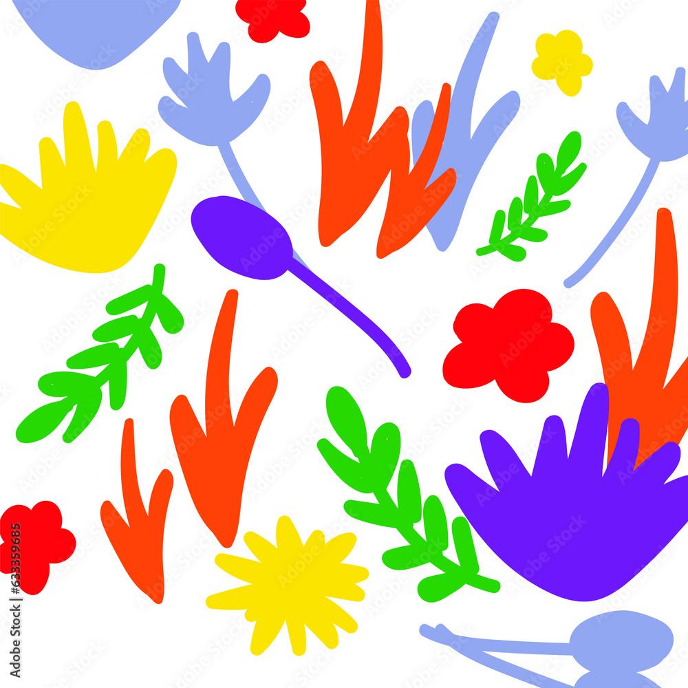 Fototapeta premium Digital png illustration of colourful flower shapes on transparent background