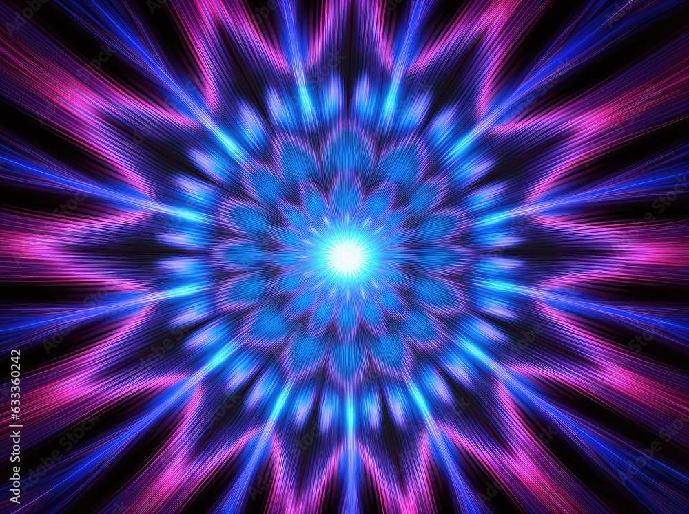 A kaleidoscope of vivid colors burst from a violet and pink flower, creating an abstract art piece that radiates light and colorfulness A kaleidoscope of vivid colors burst from a violet and pink flower, creating an abstract art piece that radiates light and colorfulness