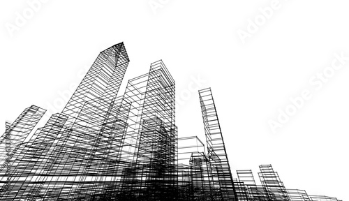 Modern city sketch 3d illustration