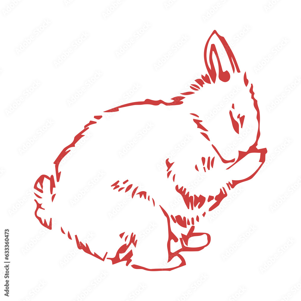 Naklejka premium Digital png illustration of red rabbit shape on transparent background