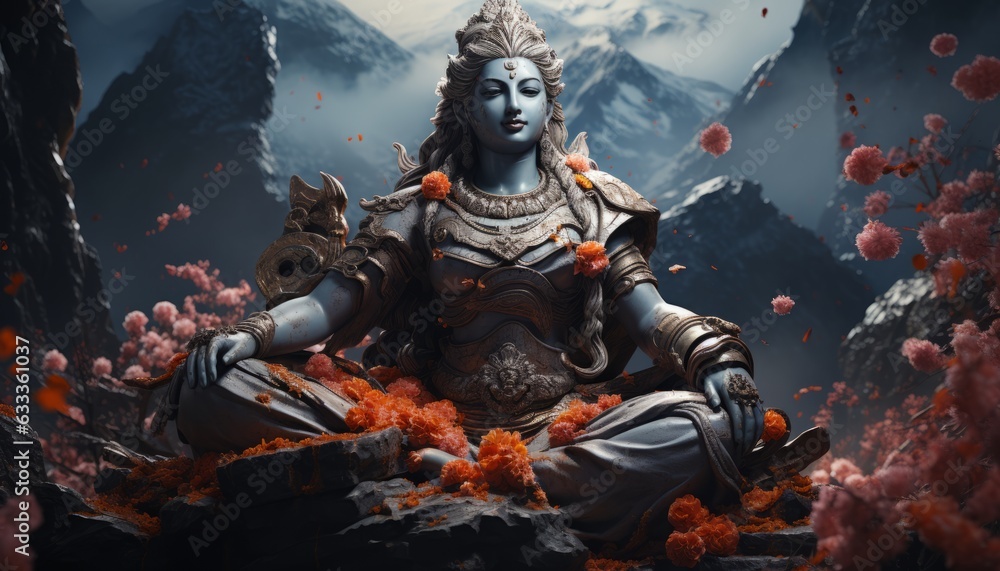 Divine statue of a female god in Asia, India. Made in AI Divine statue of a female god in Asia, India. Made in AI