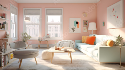 Colorful 3d living room background © AhmadSoleh