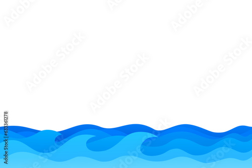 Blue Wave Water Wavy Element Vector with Transparent Background. Curve Border Frame Wallpaper Presentation Education Business Design Ocean Sea Liquid Overlap Gradient Colors
