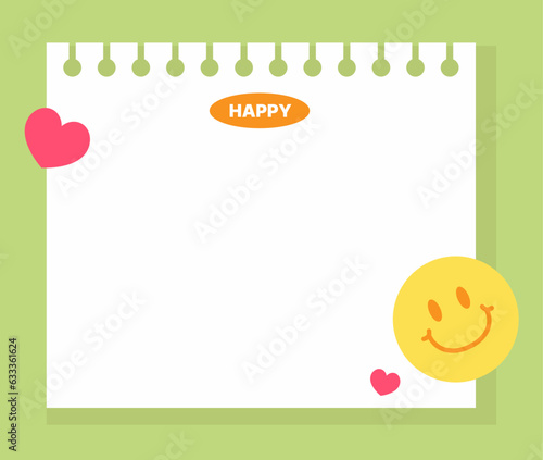 smile spring note memo pad vector. cute illustration diary. notice doodle.