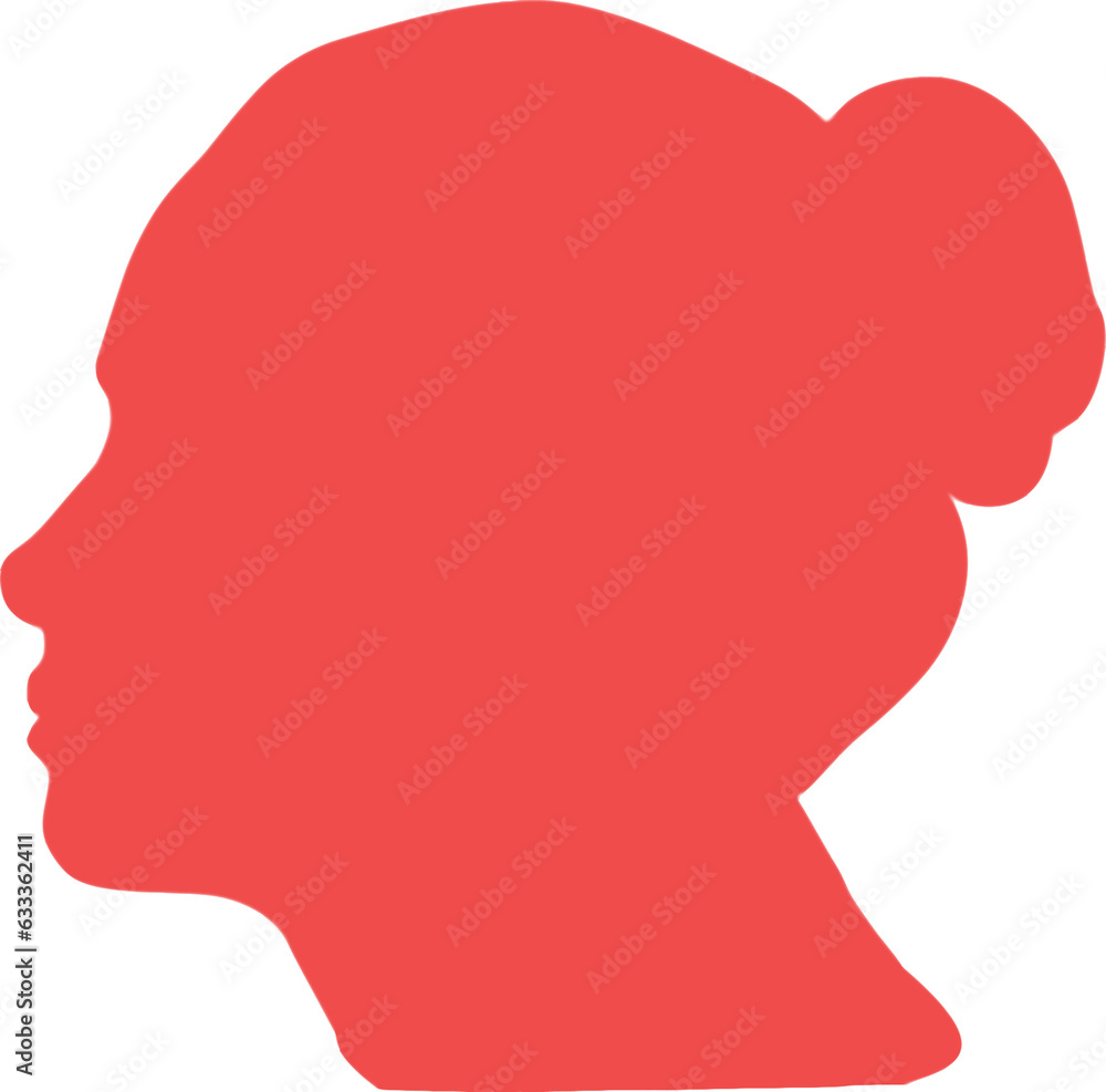 Digital png red silhouette of woman's head on transparent background Digital png red silhouette of woman's head on transparent background