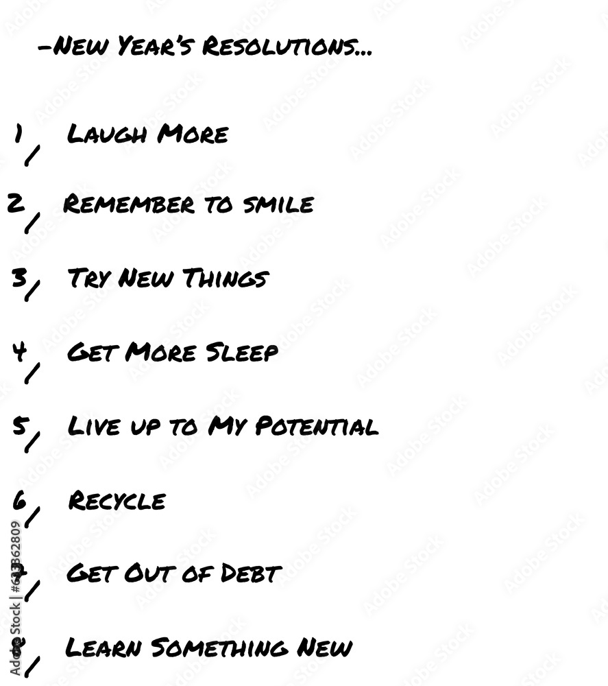 Fototapeta premium Digital png illustration of new year's resolutions text on transparent background