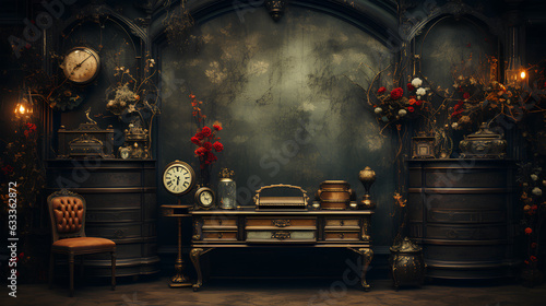 dark interior of vintage house