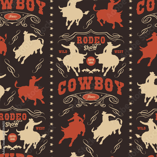 Rodeo show colorful seamless pattern