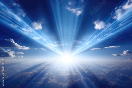 Beautiful blue sky with rays of light