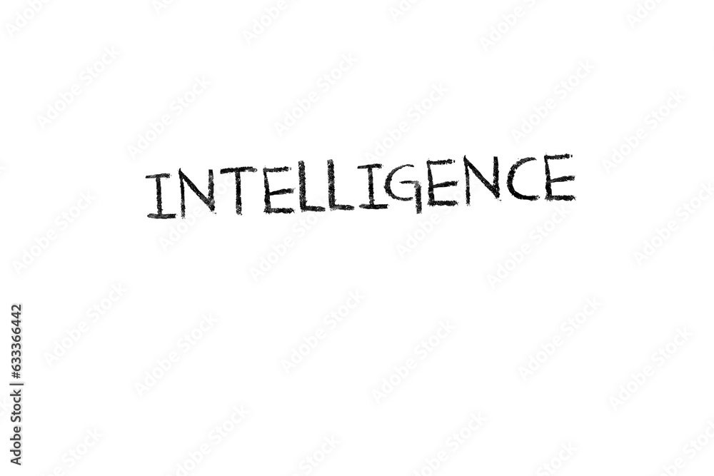 Digital png illustration of intelligence text on transparent background