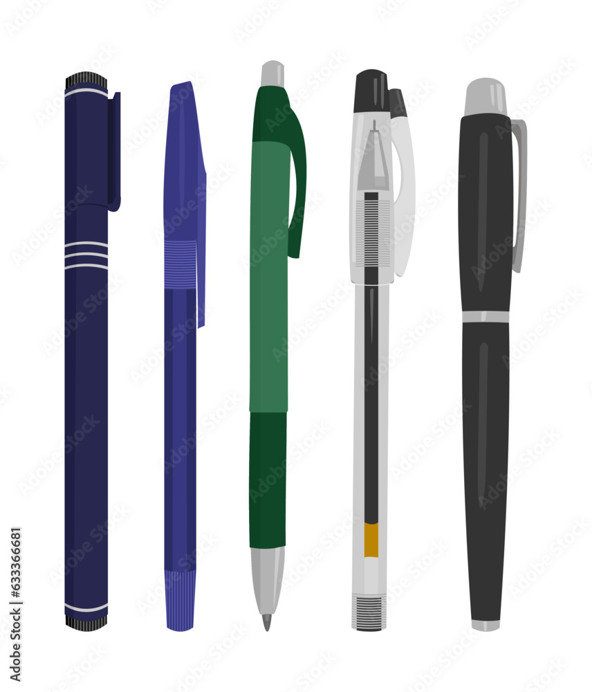 Types of ballpoint pen set illustration vector design Stock Vector