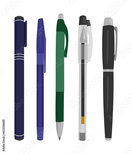 Types of ballpoint pen set illustration vector design