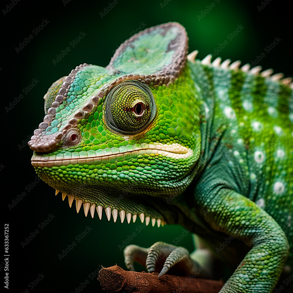 Obraz premium green chameleon on a branch