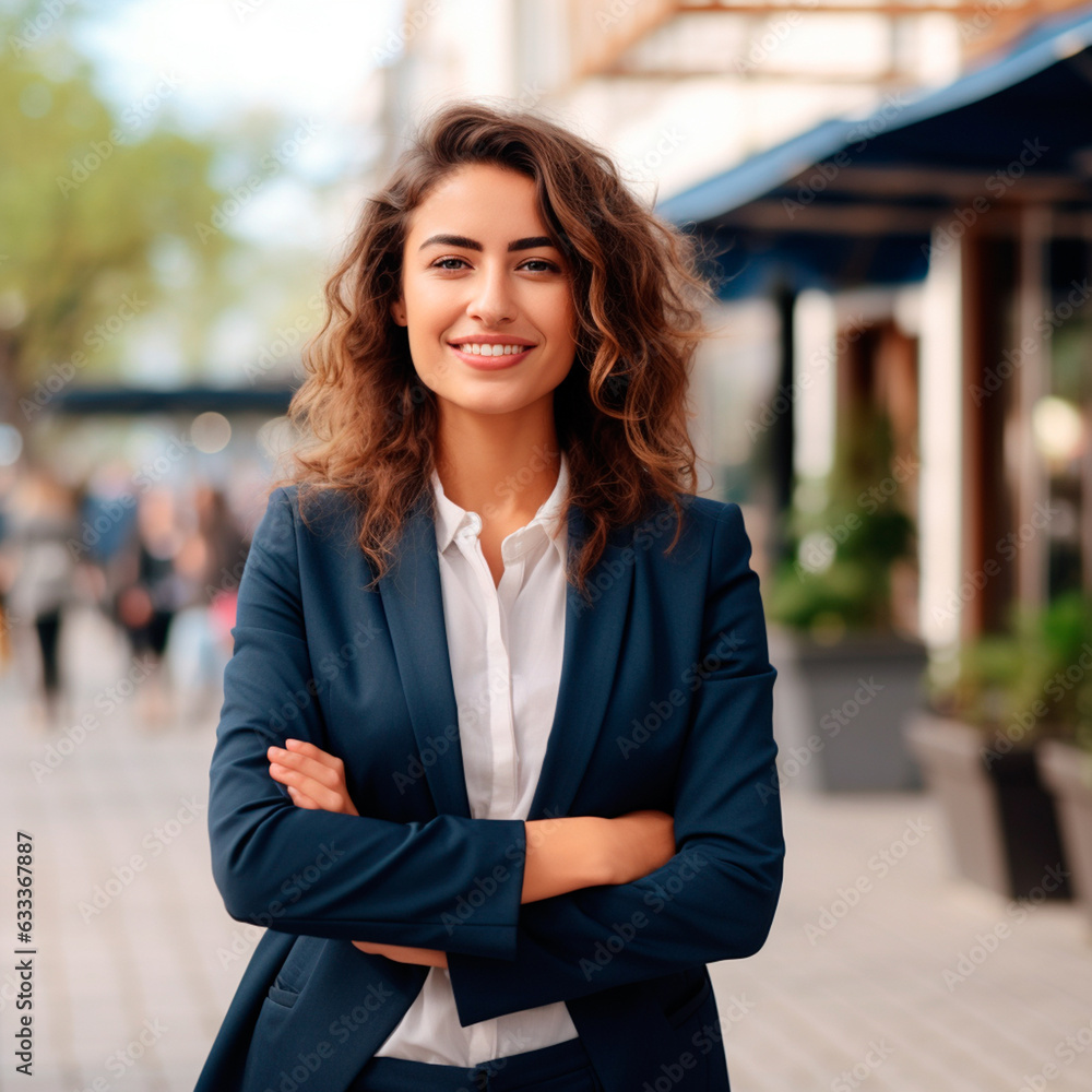 portrait of smiling young woman in business suit portrait of smiling young woman in business suit
