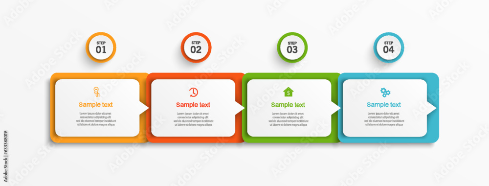Infographic design template with 4 options, steps or processes. Can be used for workflow layout, diagram, annual report, web design Infographic design template with 4 options, steps or processes. Can be used for workflow layout, diagram, annual report, web design