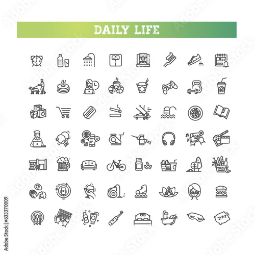 Habit icons set. Vector symbols. Outline icons