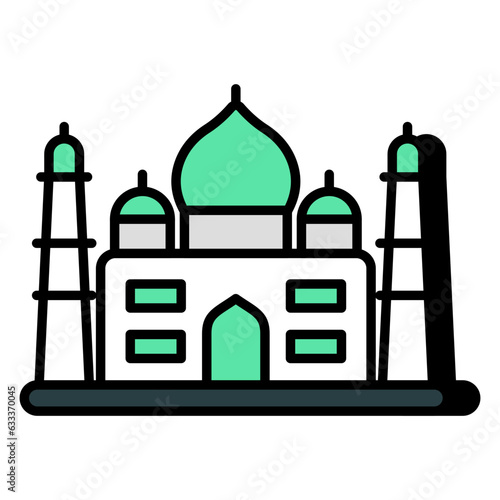 Conceptual flat design icon of taj mahal