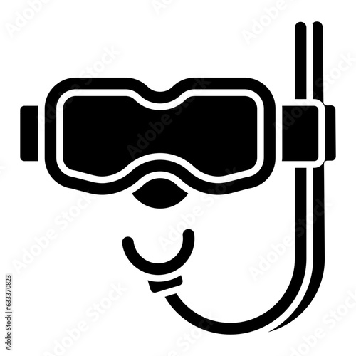 Oxygen pipe with goggles, icon of snorkeling mask