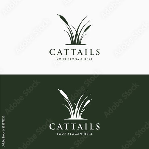 Cattails or reed river grass plant logo template design premium quality.