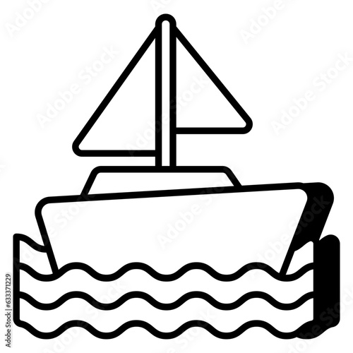 A flat design icon of rowing boat 