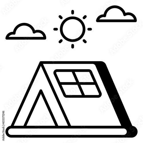 A flat design icon of camp
