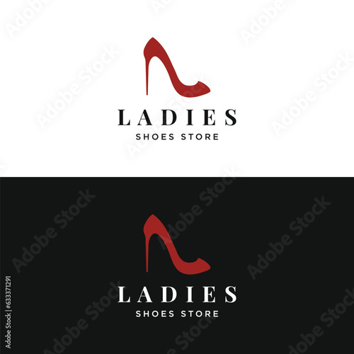 Trendy style women high heel shoes logo template design.Logo for business,shoe shop,fashion,model,beauty.