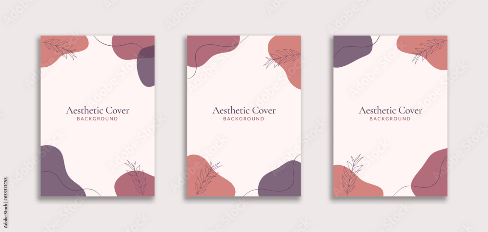 Set of 3 Printable Abstract Background A4 with Lilac Pastel Blob Shape. Dynamic style for cover book, booklet, banners, pamphlet, posters, frame, borders, presentations, flyers, advertising, promotion