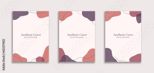 Set of 3 Printable Abstract Background A4 with Lilac Pastel Blob Shape. Dynamic style for cover book, booklet, banners, pamphlet, posters, frame, borders, presentations, flyers, advertising, promotion