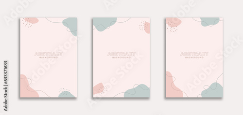 Set of 3 Cute Abstract Background with Blob Pink Blue Color Pastel Theme. Fluid style for banners  pamphlet  poster  frame  border  presentations  flyers  ads  promotion
