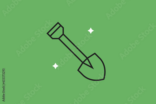 Vector shovel illustration in flat design style,  geometric digging icon.