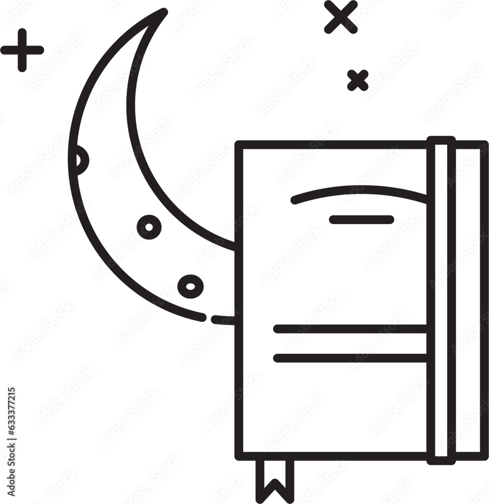 Obraz premium Digital png illustration of book and moon with stars on transparent background