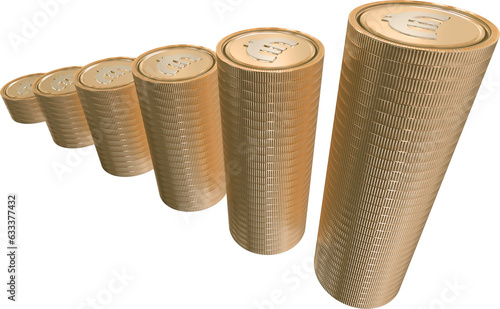 Digital png illustration of piles of coins with euro symbols on transparent background